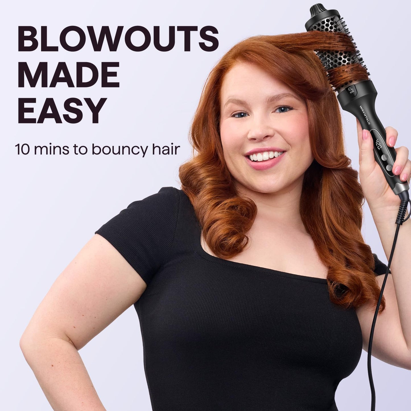 Wavytalk Thermal Brush Blowout Boost Grande, 1.77 Inch Heated Round Brush for Long Hair, Tourmaline Ceramic Negative Ion Technology Reduce Hair Damage, Dual Voltage Black