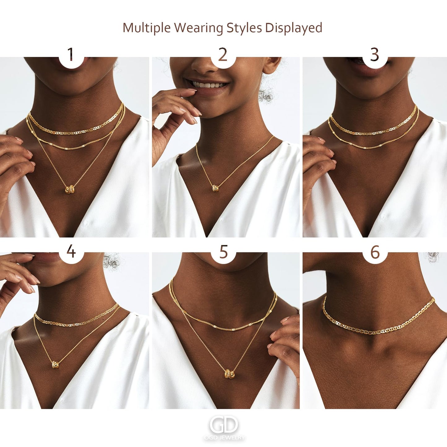 OGD Layered Necklaces for Women 14K Gold Plated Trendy Mariner Chain Dainty Circle Rondelle Pendant Choker Necklace for Women Two-Toned Cubic Zirconia Gold Necklace Stack Non Tarnish Hypoallergenic