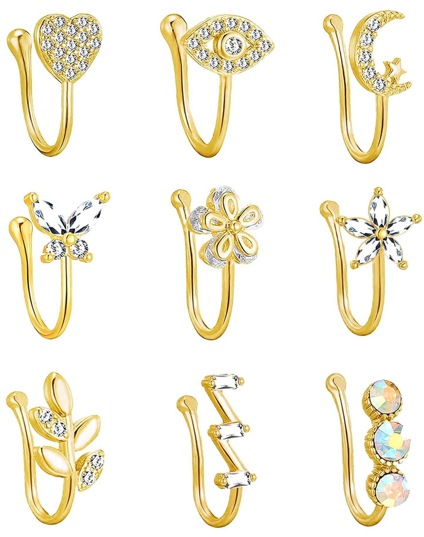 VitaCool Fake Nose Rings African Nose Cuffs for Non Pierced Nose Clip on Nose Ring Cuffs Gold Faux Septum Nose Rings Cuffs Non Piercing Jewelry for Women