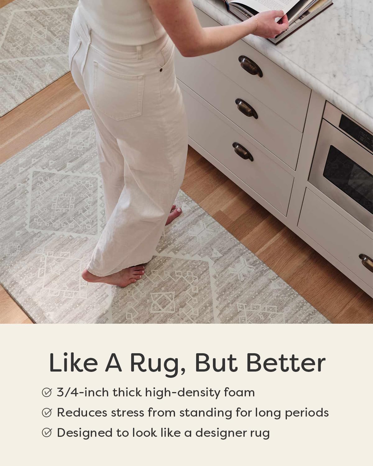 House of Noa Nama Standing Mat – Anti-Fatigue Cushioned Kitchen Mats for Floor | Ergonomic Bounce-Back Foam Kitchen Mats | Anti-Fatigue Mats for Kitchen & Standing | Fawn Shea | 30"x72"