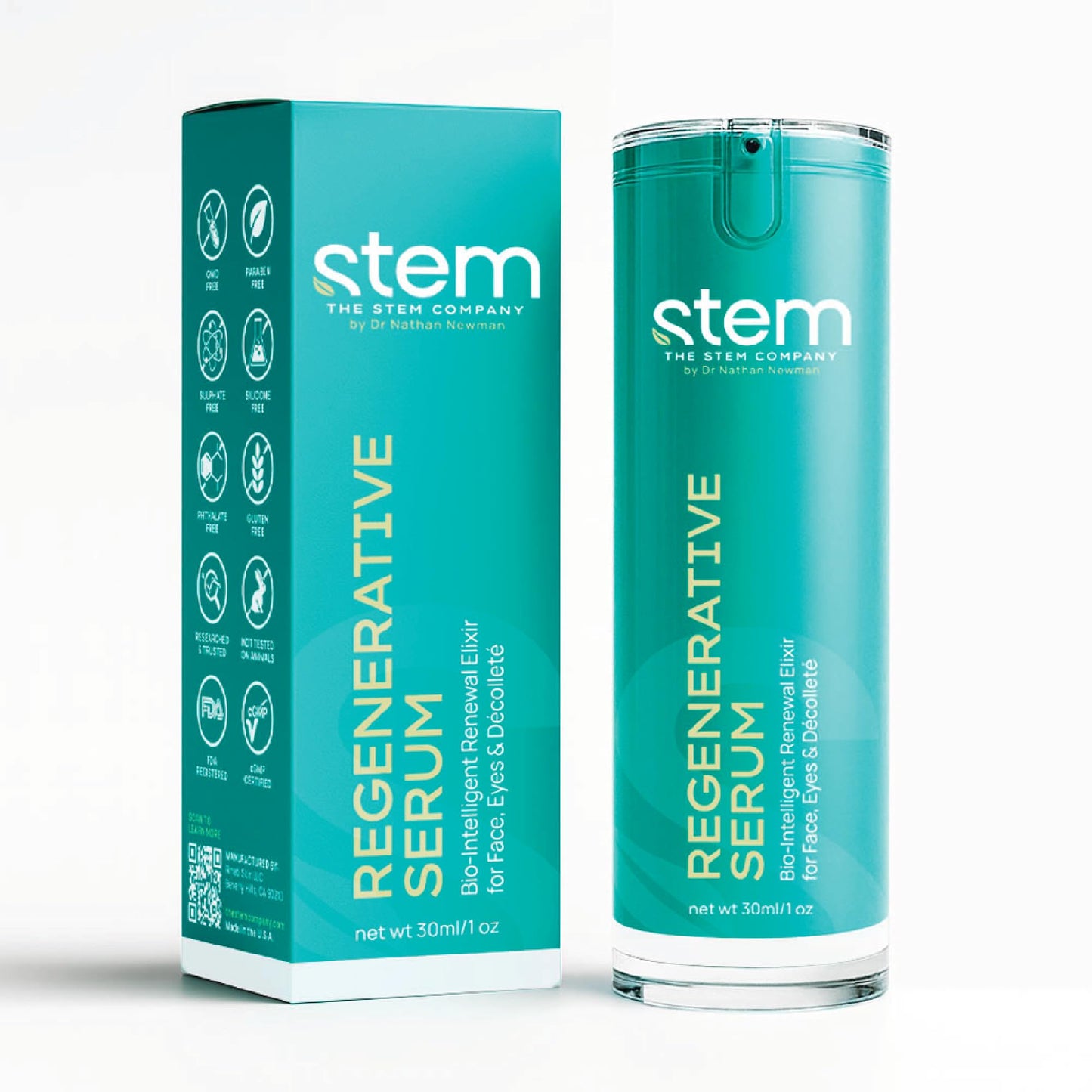 ReGenerative Plant Stem Cell Anti-Aging Face Serum, Hyaluronic Acid, Gluconolactone & Glycoproteins, Exosome-Inspired, Peptide-Like Skin Tightening & Firming Formula, 1oz