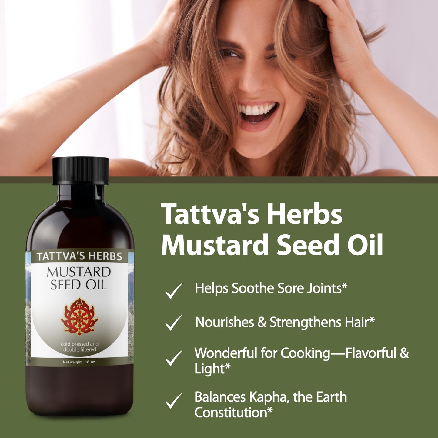 Tattva's Herbs Unrefined Cold Pressed Mustard Seed Oil for Hair & Body, 16oz