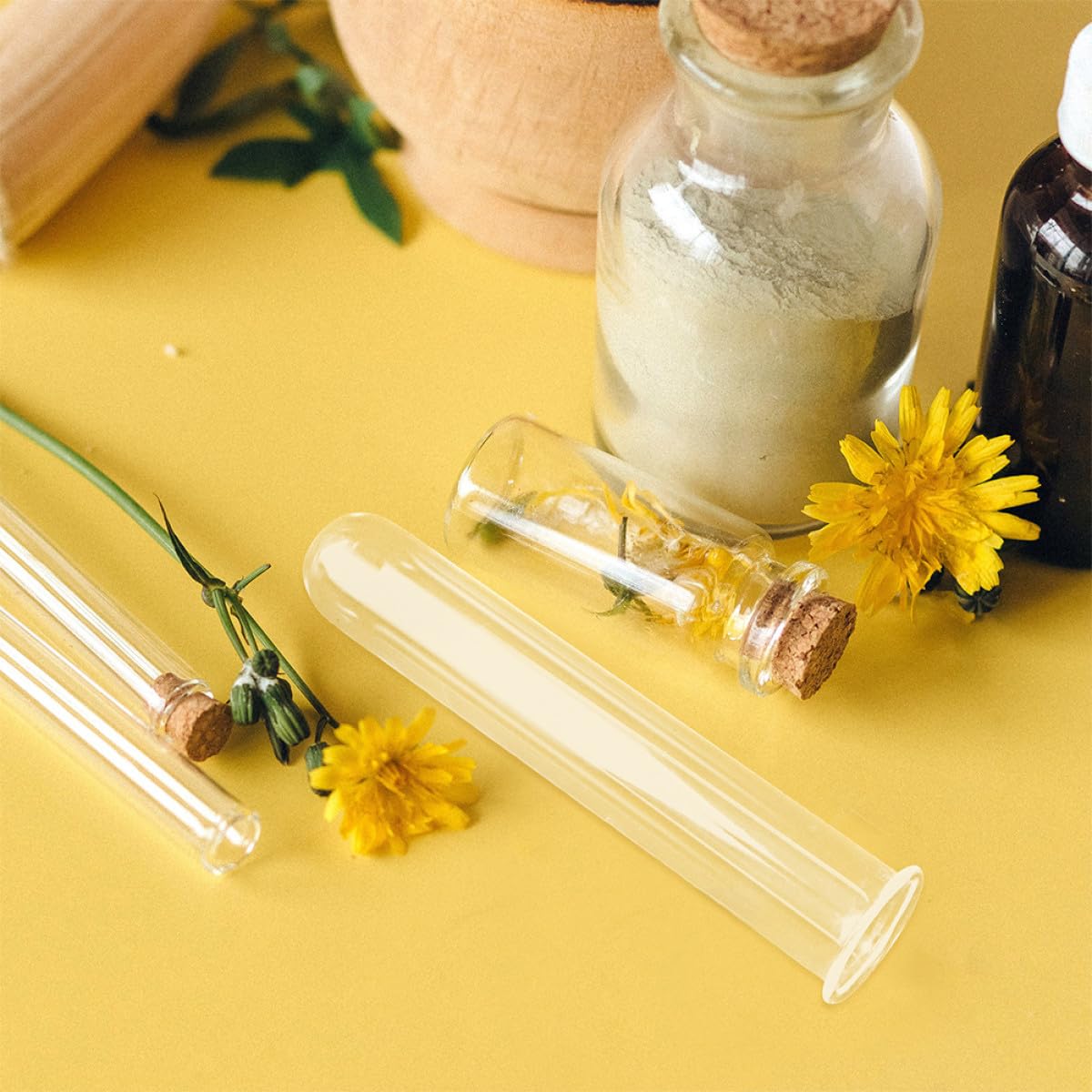 HOOWIFFY Glass Test Tube Flower Vase Hydroponic Plant Holder 4pcs Set 2.5x3x18cm Desktop Terrarium Accessories for Home Office Plant Propagation