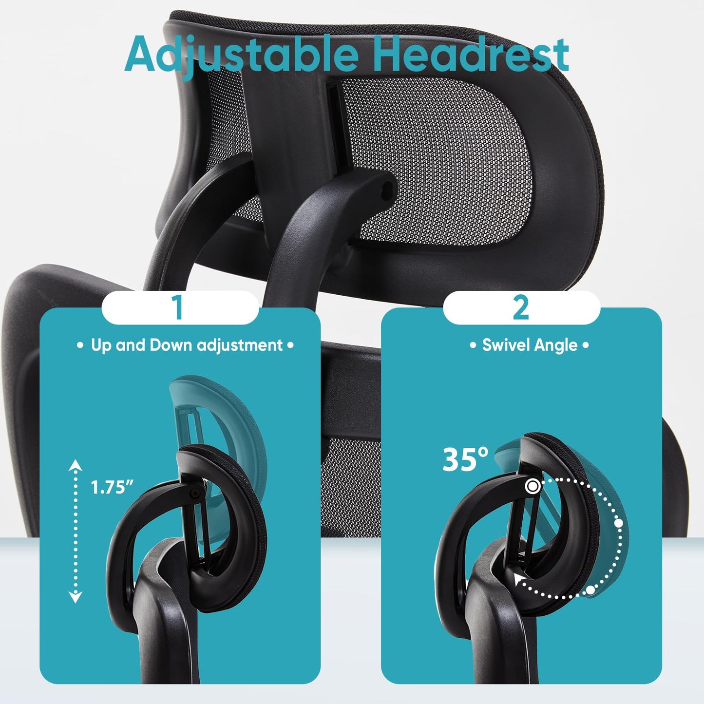 500lbs Big and Tall Office Chair Heavy Duty Office Chair with Adjustable Lumbar Support & Headrest,Ergonomic Mesh High Back Computer Desk Chair, Extra Wide Seat Chair