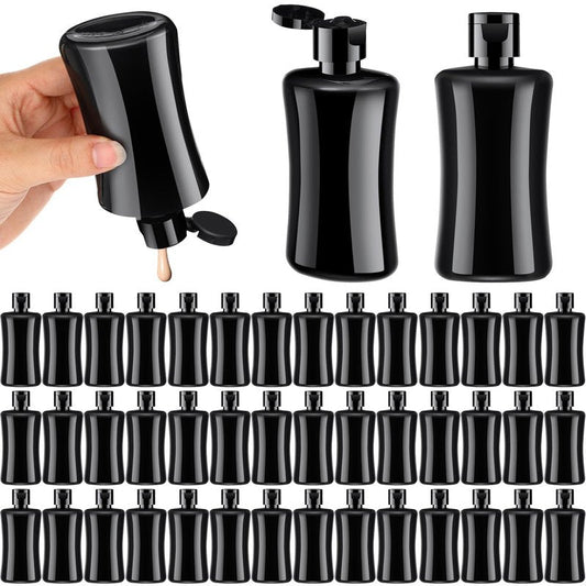 Domensi 50 Pcs Black Travel Bottles with Flip Cap Plastic Travel Toiletries Bottles Portable Leak Proof Squeeze Container Refillable Empty Cosmetic Container for Liquid Shampoo Lotions (3.4 oz,Black)