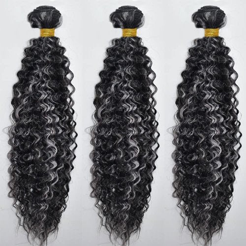 Condescension Human Hair Bundles P4/GREY 20 22 24 inch Deep Wave Human Hair Bundles Highlight Chocolate Grey Unprocessed Brazilian Virgin Quick Weave Hair for Black Women
