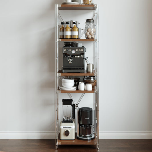 Achene 5-Tier Industrial Bookshelf, Storage Bookcase for Living Room, Bedroom, Home Office, and Kitchen, 18"x18"x67" Inches (Dark Walnut, 5T18IN)
