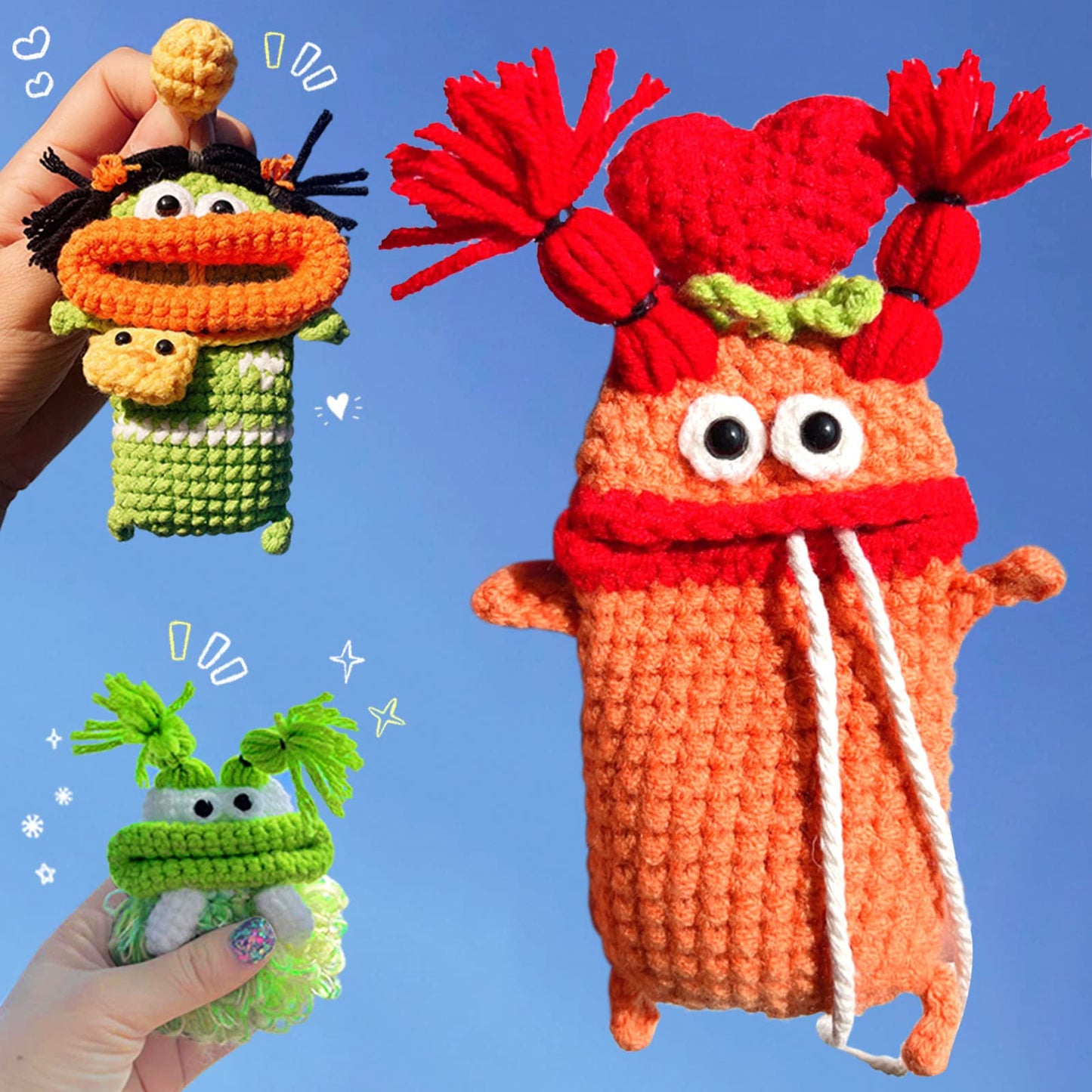 SHUNSHUNNI 2023 Funny Handmade Crochet Key Holder, 3.4" Handwoven Car Key Cover Case, Cute Pocket Lighters Bag Key Fob Cover Case (#23)