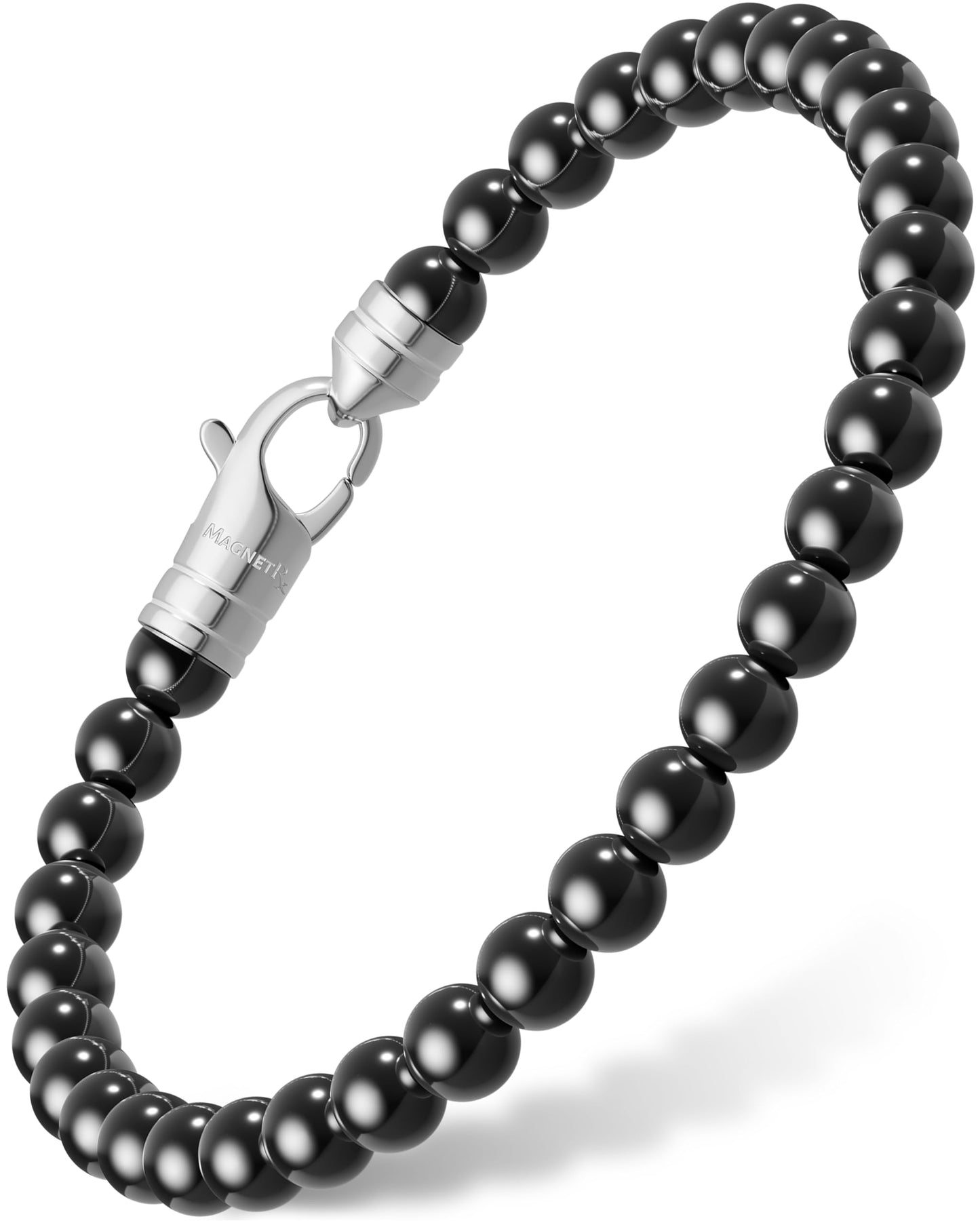 MagnetRX® Hematite Magnetic Bracelet – Max Strength Magnetic Stones – Elegant Beaded Hematite Bracelets for Men and Women (Classic | Small)