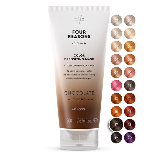 FOUR REASONS Color Mask, Chocolate (27 Colors) – Hair Gloss & Color Depositing Conditioner – Semi Permanent Hair Toner for Color-Treated Hair Color For Women – Vegan & Cruelty-Free – 6.76 fl oz