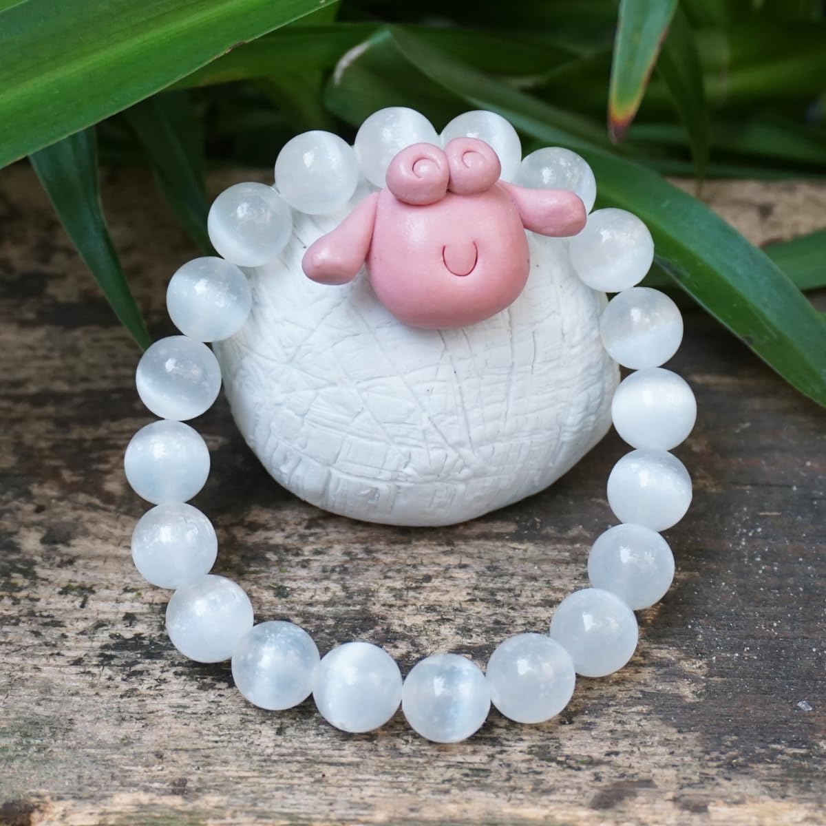 10MM Selenite Bracelets for Women and Men Negative Energy Shield | Natural Cats Eye | Beautiful Crystal Jewelry to Cleanse and Charge Energy & Power | Must Have for Meditation