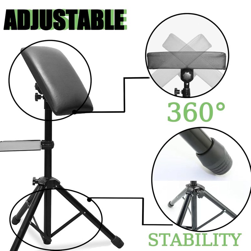 Tattoo Arm Rest & Legrest Stand - 360° Adjustable Design | Foldable Leather Pad with Thick Sponge for Tattoo Artists