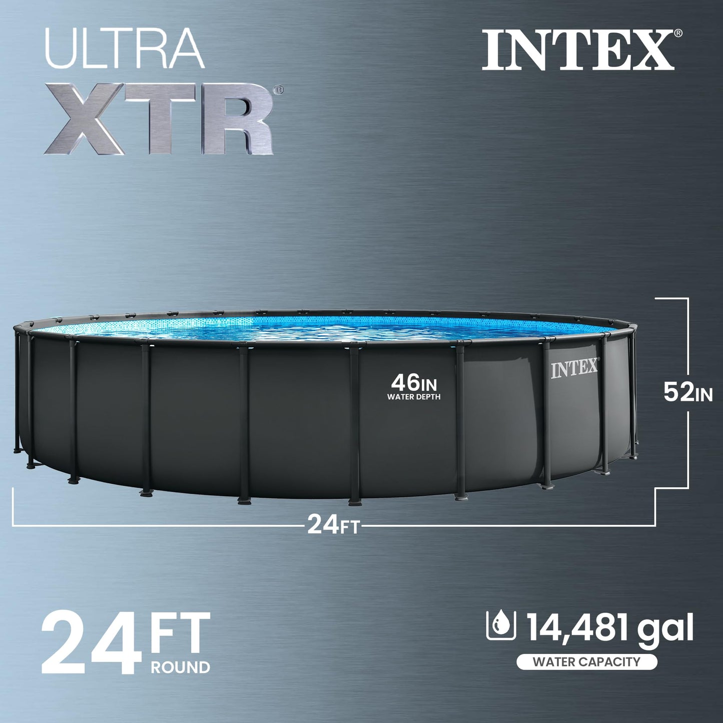 INTEX Ultra XTR 24 ft x 52 in Above Ground Pool Set, Round Swimming Pool with Steel Frame, 2100 GPH Sand Filter Pump, Ladder, Cover, & Ground Cloth