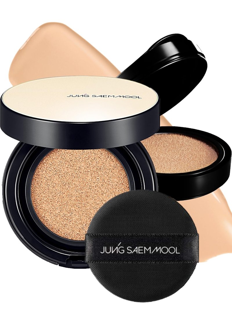 JUNG SAEM MOOL Essential Skin Nuder Longwear Cushion 0.98 Fl Oz, Refill Included, 24H Lasting Cushion Foundation with High Coverage, Semi-Matte Natural Finish, Korean Foundation Makeup (Light)