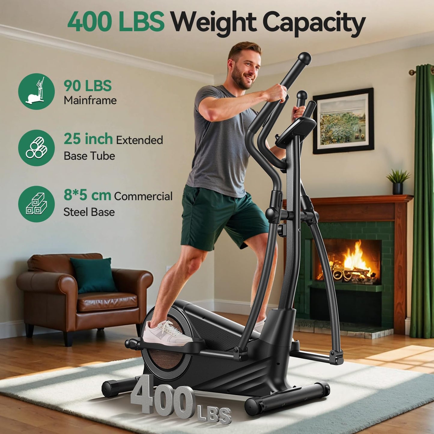 Niceday Elliptical Exercise Machine, Elliptical Machine for Home, Elliptical Training Machine with 15.5IN Stride, Magnetic Elliptical Trainer with16 Resistance Levels, 400LBS Loading Capacity Black