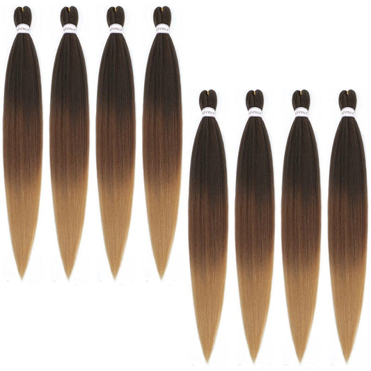 Alrence Pre Stretched Braiding Hair Long Braid 42 Inch 8 Packs Professional Braiding Hair Extensions Synthetic Crochet Twist Braids (42 Inch, 1B/30/27)