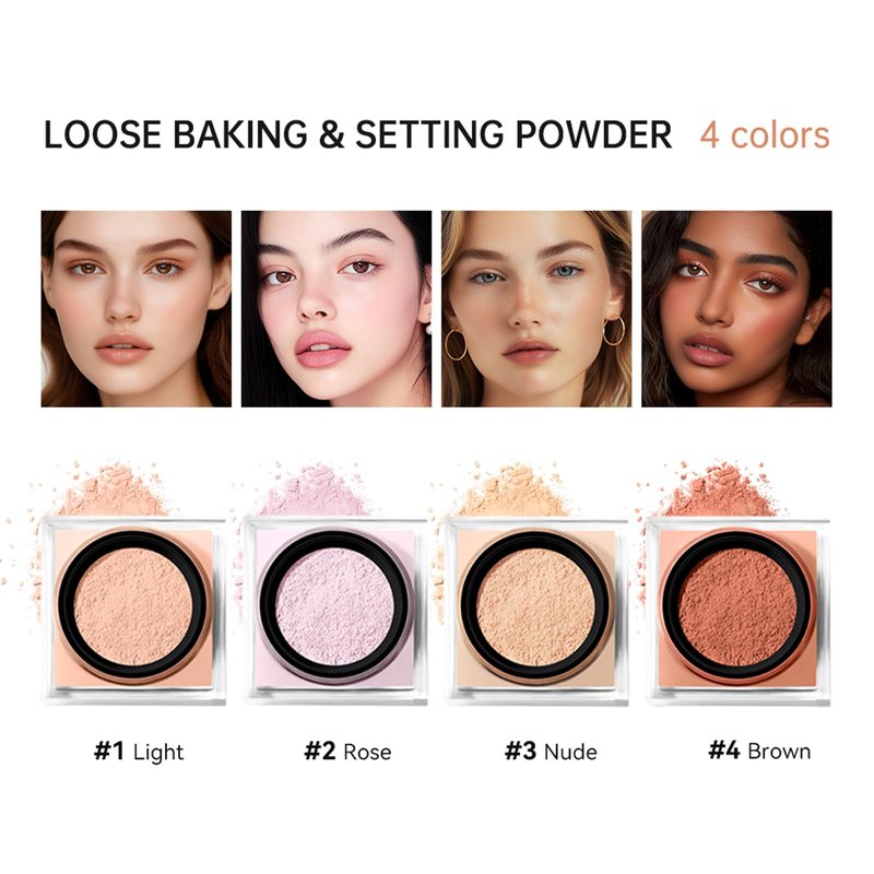 Corlo Setting Powder, Loose Baking Powder, Natural Matte Finish Oil Control (Rose, 0.71Oz)