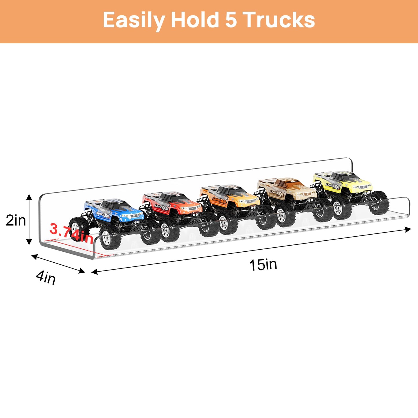 upsimples 8 Pack Acrylic Shelves Wall Organizer and Storage, 15" Display Shelf for Figure, Toy Cars, Perfume, Kids Bookshelf for Bedroom, Nursery, Craft Room, Clear