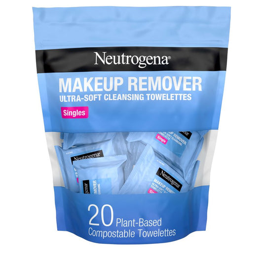 Neutrogena Makeup Remover Towelettes for Face with Micellar Water Daily Alcohol-Free Gently Removes Oil Dirt and Waterproof Makeup in a Simple Fully Plant-Based Cloth, 25 ct