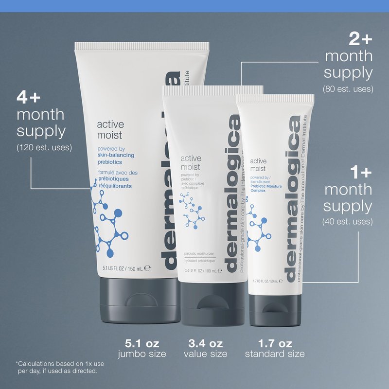 Dermalogica Active Moist Face Moisturizer, Oil-Free Lightweight Daily Hydrating Lotion, Helps Improve Skin Texture and Combat Surface Dehydration for Women and Men - 1.7 fl oz