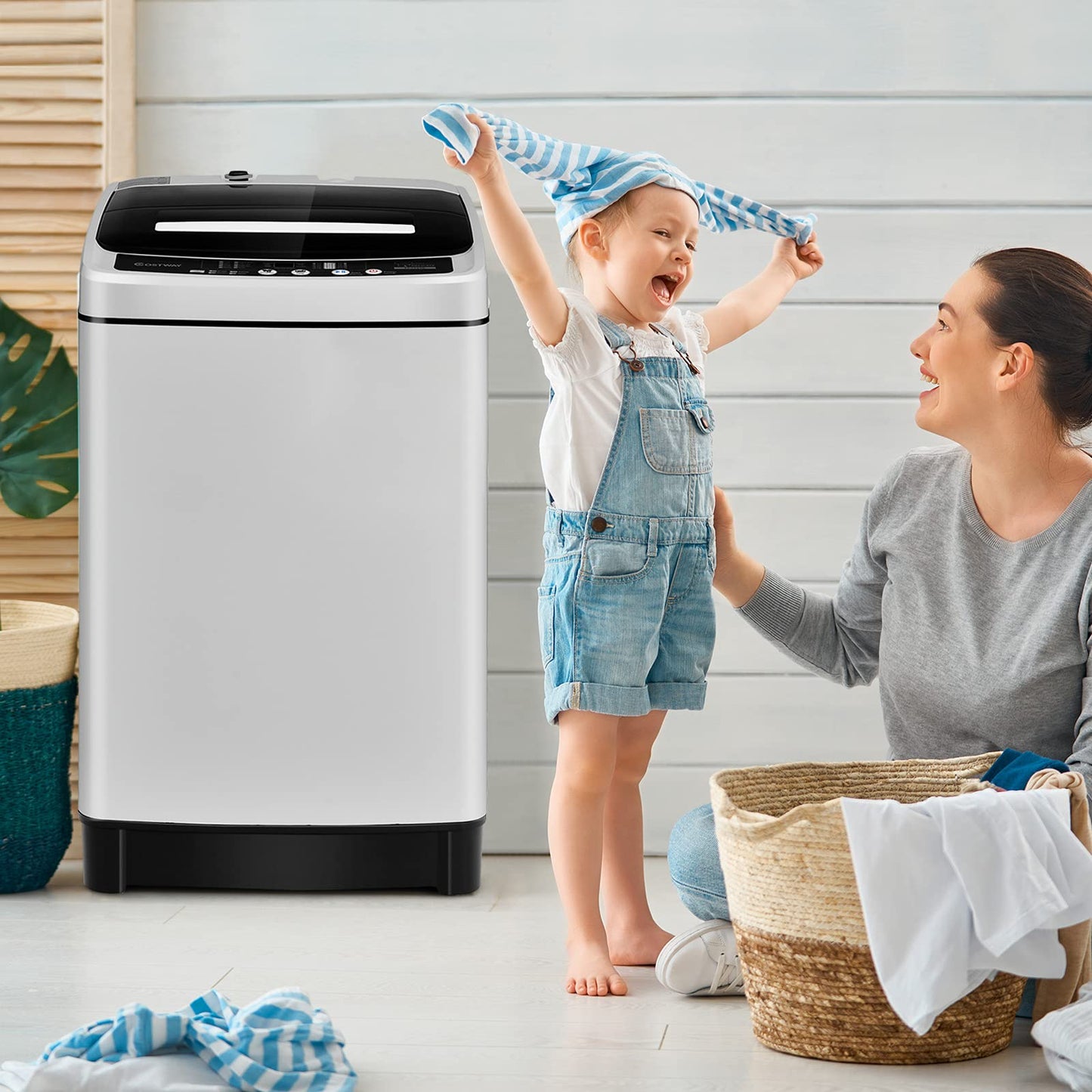 ARLIME 2 in 1 Portable Washing Machine, Full-Automatic Washer 1.5 Cu.Ft Capacity, Laundry Washer & Spin Dryer w/Long Inlet & Outlet Hose For Apartments, Condos, Dorms, RV’s Camping Living (Grey)