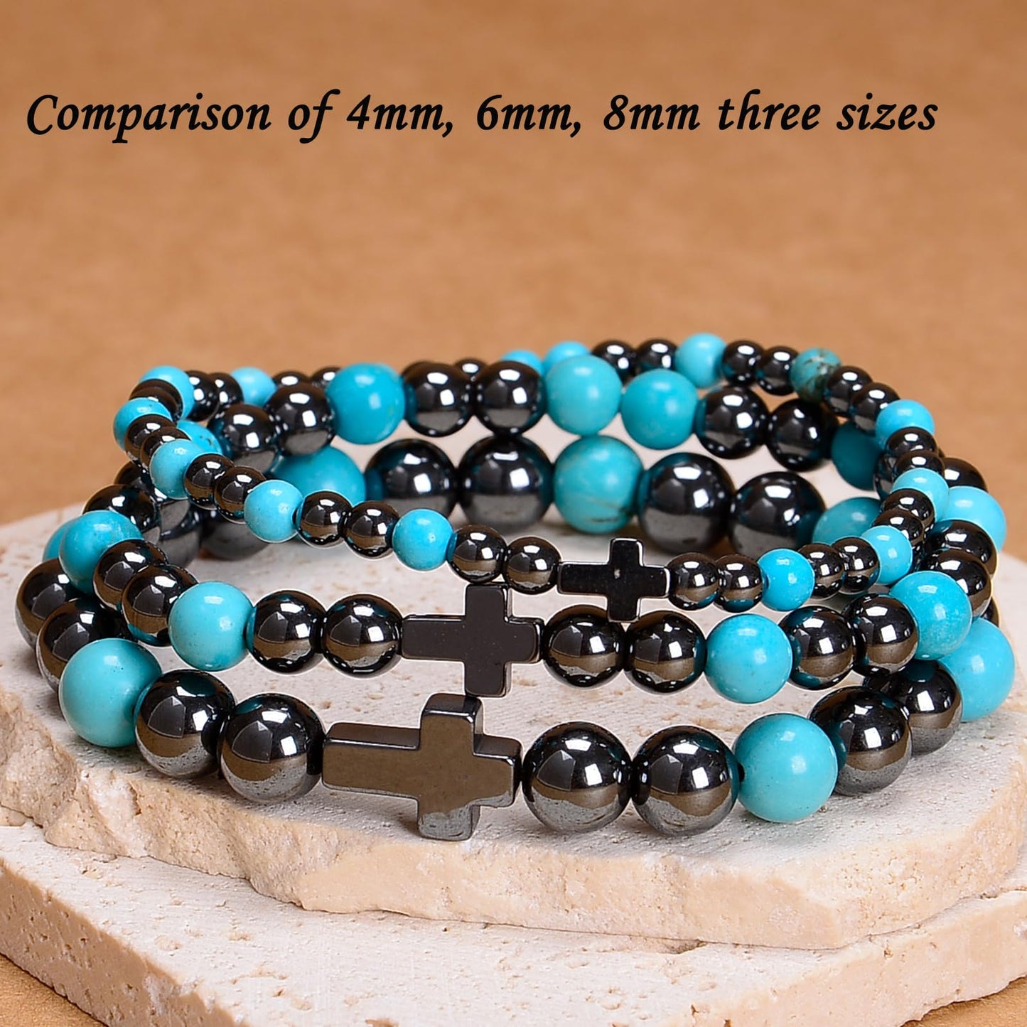 CHCCOYE 8mm Natural Healing Gemstone Bracelet Handmade Yoga Stretch Elastic Bracelet Stress Relief Crystal Jewelry for Men and Women (8mm FAITH)