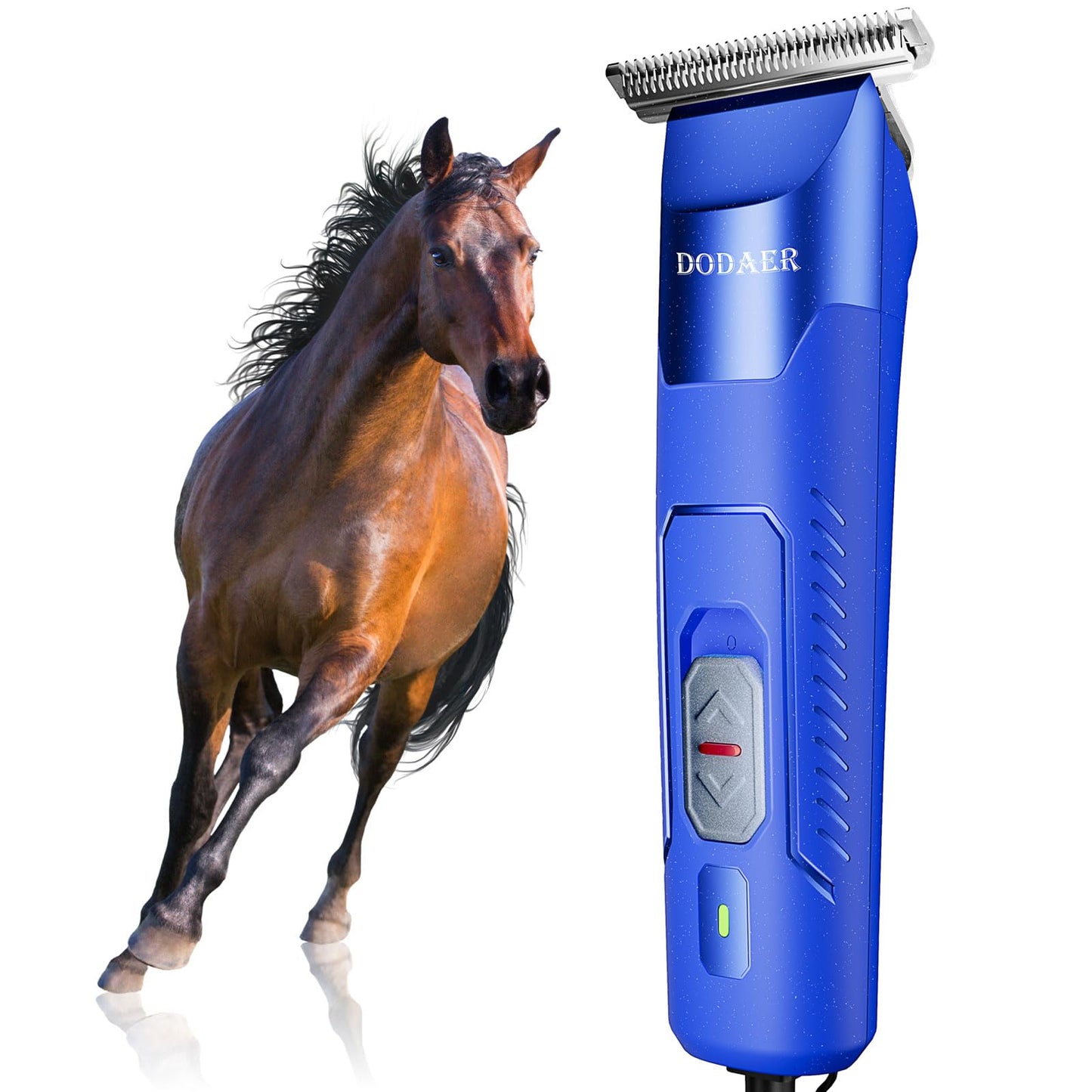DODAER Professional Grooming Electric Corded 2-Speed Horse Clipper with Detachable Blade - Cool & Quiet Running Design - Includes Size T84 Blade for Complete Horse Grooming - Blue