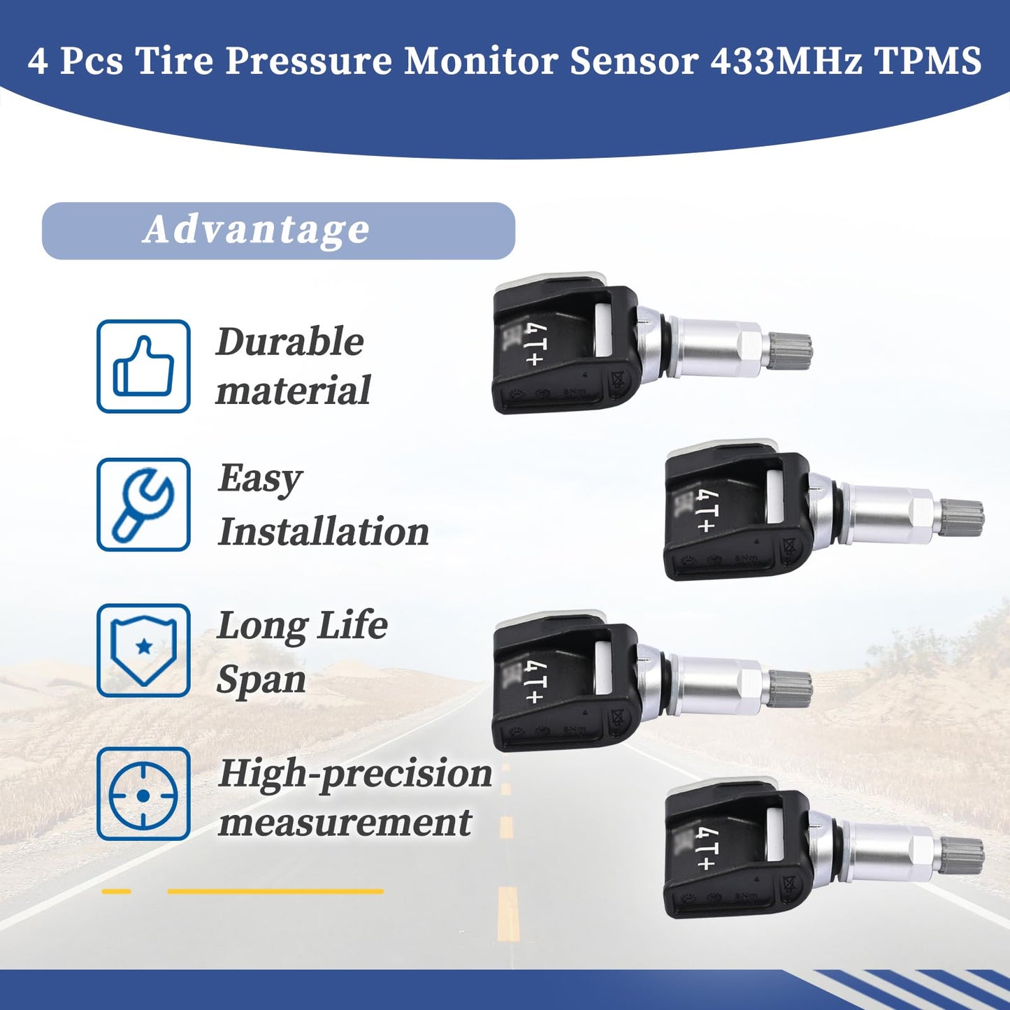 ‎Getfarway ‎‎4 Pcs Tire Pressure Monitor Sensor 433MHz TPMS 13545366 Fit for GMC Chevrolet Cadillac Sierra Silverado Suburban Tahoe Yukon Escalade 2019-2025 86803857 84338125 85110397