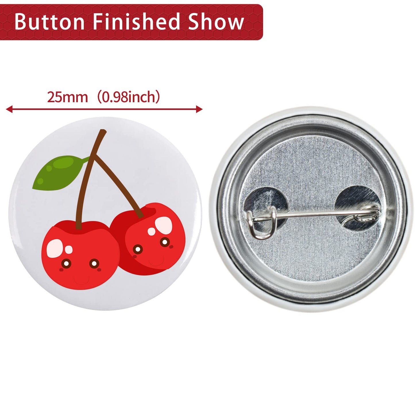 Onemorello 200 Sets Button Maker Supplies, 25mm / 0.98 inch Button Supplies Buttons Parts, (Approx. 1 inch) Metal Blank Badge Parts with Blank Paper for Buttons Maker Machine Pin Maker Press