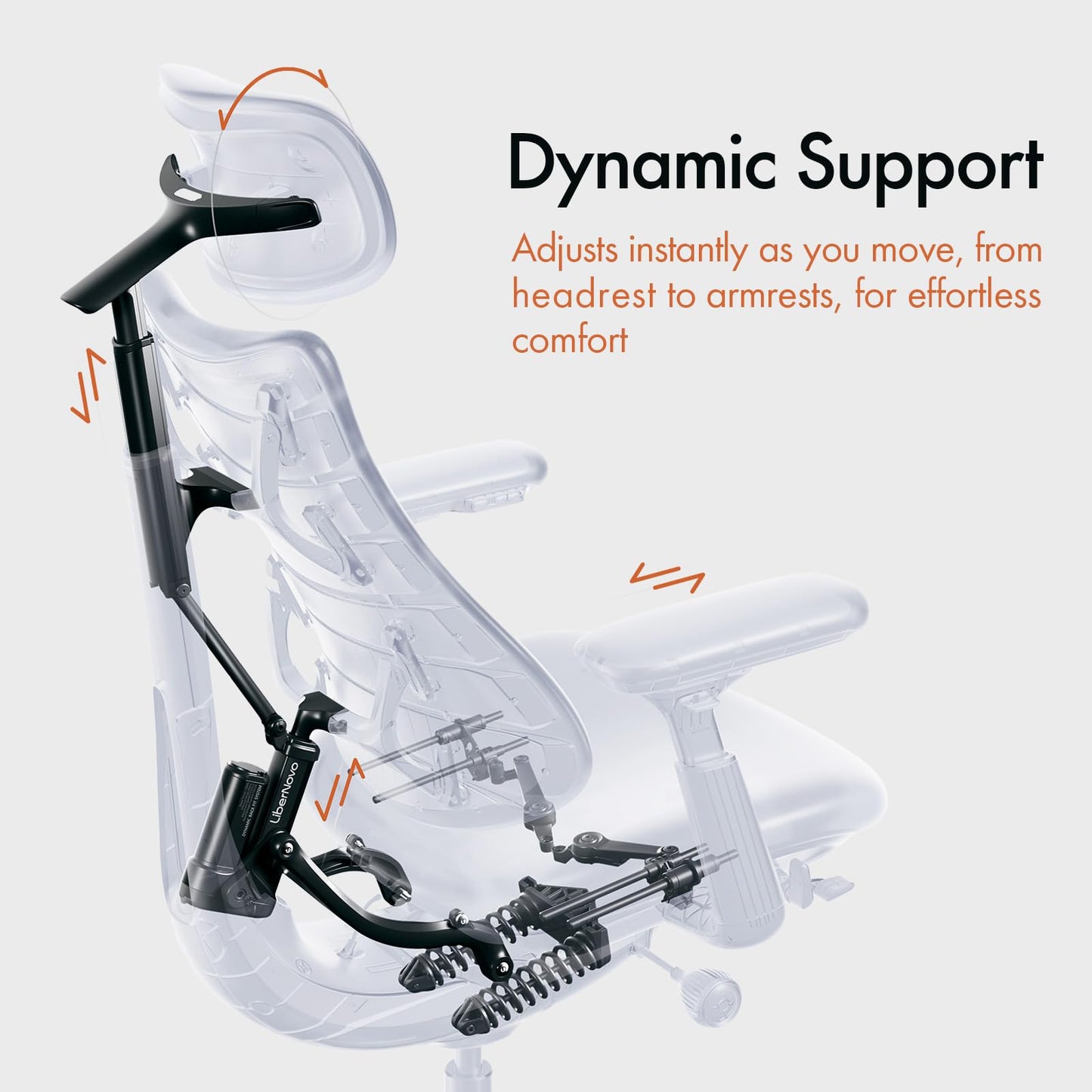 LiberNovo Dynamic Ergonomic Desk Chair + Footrest + Extra Rechargeable Power Pack Bundle - Comfy Home Office Chair with Adaptive Lumbar Support, 160° Recline & Built-in Spine Stretch, Black+45cm