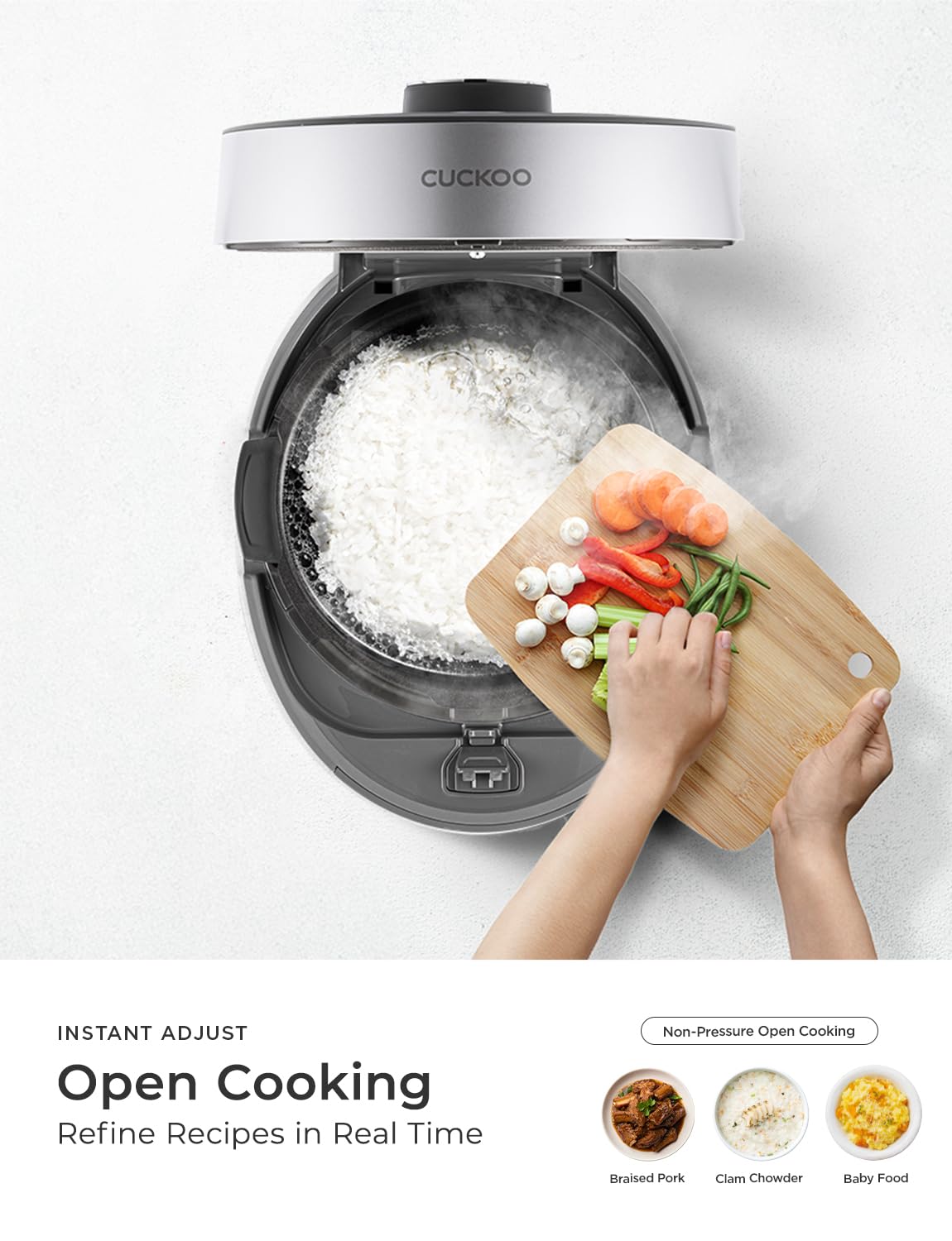 CUCKOO Twin Pressure Rice Cooker 10-Cup Uncooked / 20-Cup Cooked with Nonstick Inner Pot, Large Rice Maker & Warmer with 16 Menu Options, Open Cooking Mode, Voice Guide, Gray (CRP-ST1009FG)