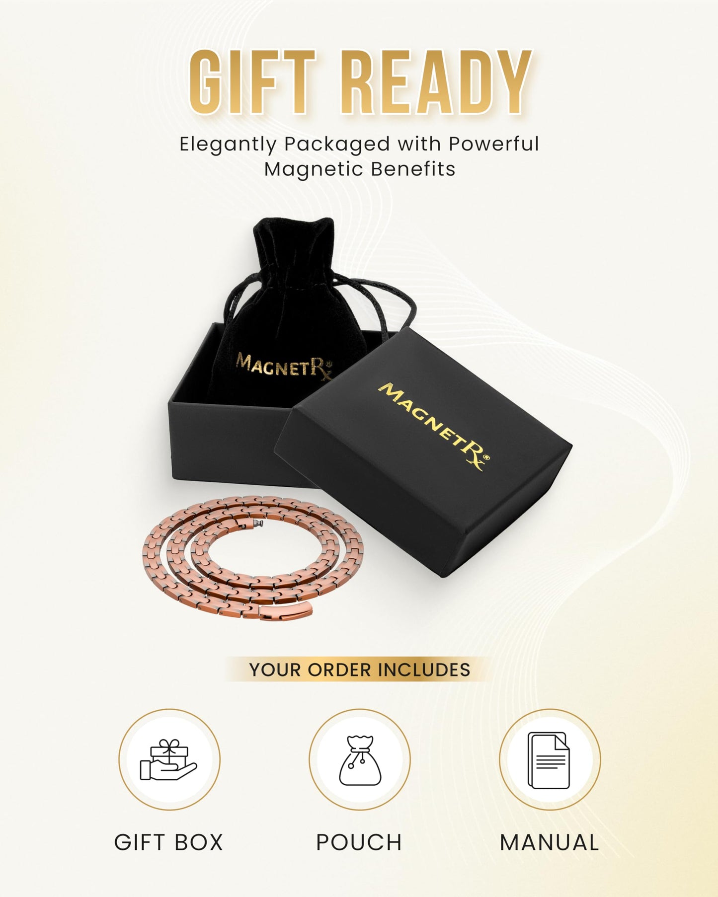 MagnetRX® Copper Magnetic Necklace - Ultra Strength Magnetic Necklace for Men and Women - 99.9% Pure Copper Necklace with 62 Magnets (22 Inches).