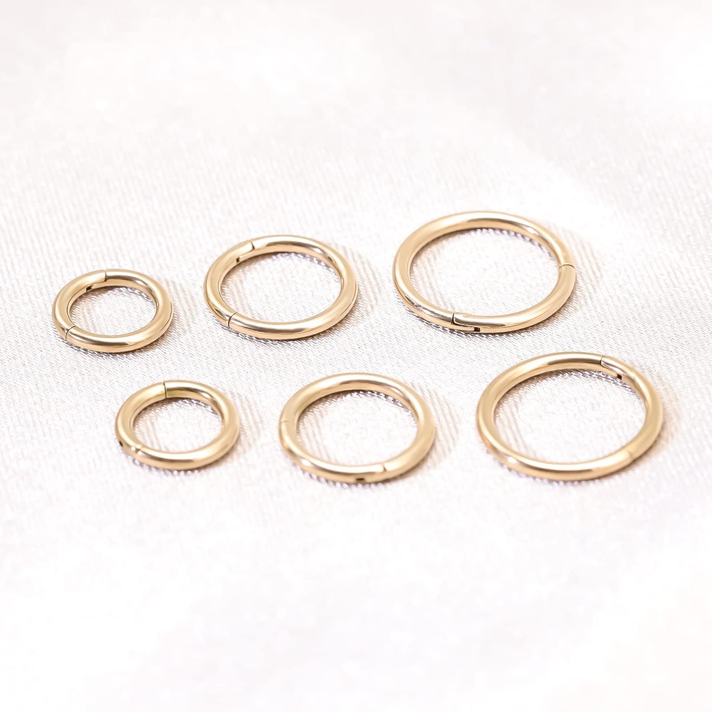 BOGKU 6pcs G23 Titanium Septum Rings 16G Diameter 6mm/8mm/10mm Hinged Nose Ring Hoops for Women Men Girls Cartilage Hoop Earrings Body Piercing Rings Lip Rings