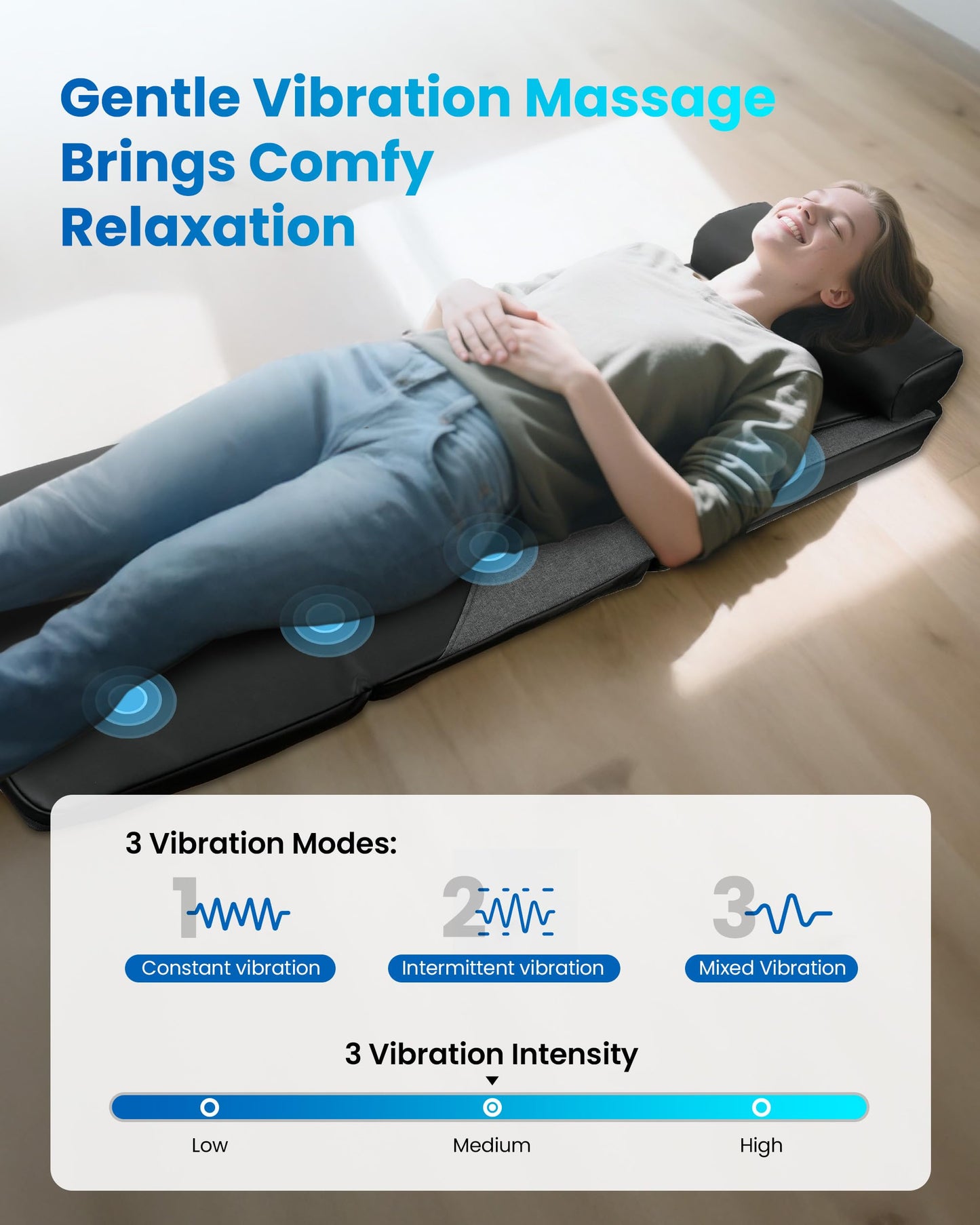 COMFIER Full Body Massage Mat with Heat, Shiatsu Back Massager for Pain Relief Deep Tissue Kneading & Vibration Heating Chair Massage Pad for Recliner, Sofa, Bed