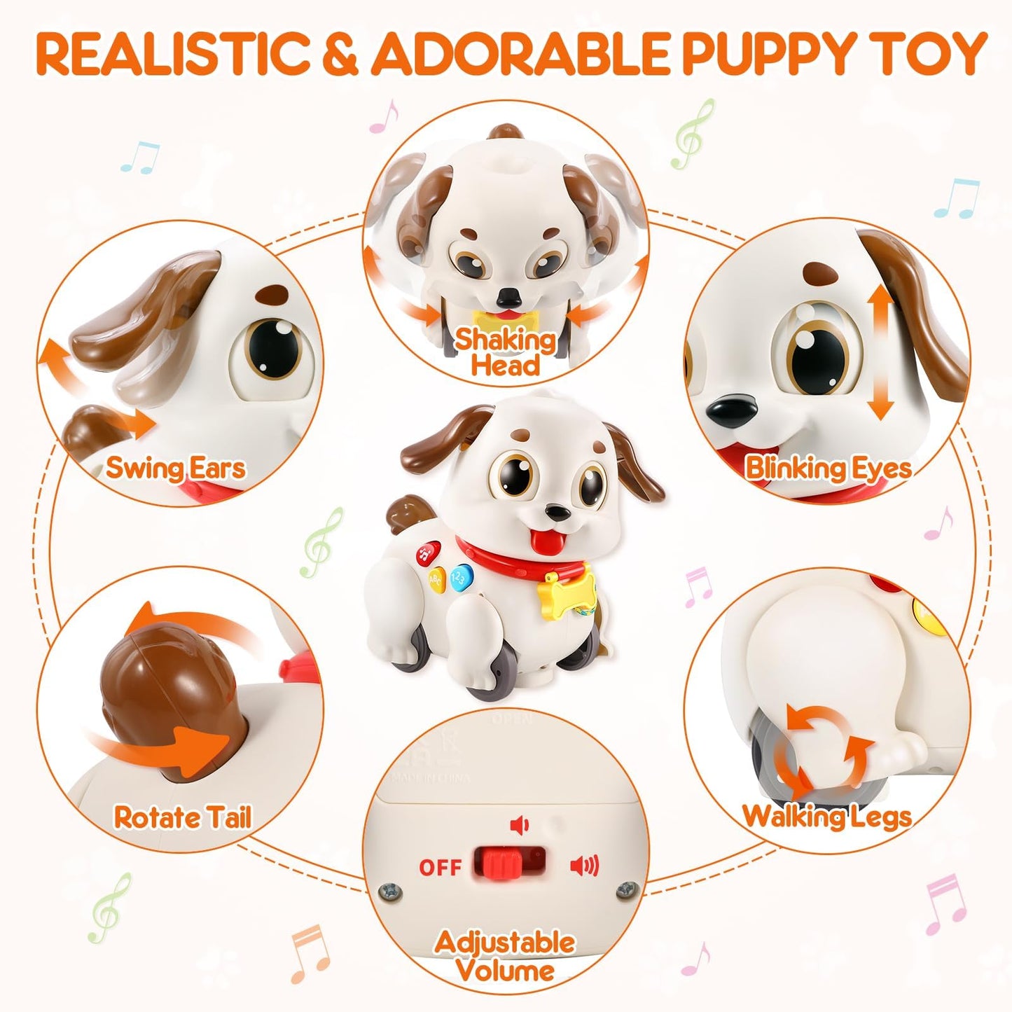 LUDILO Learning Toys for 1 Year Old Boy Girl Gifts: Pull Along Crawling Toy Musical Puppy 6 7 8 9 10 12 18 Month Old Baby Toy 1st Birthday Gifts for Boys Girls Toddler Infant Baby Toys 6-12-18 Months