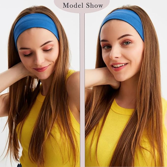 Kachanaa 6 Pcs Headbands for Women No-Slip Stretchy Boho Hair Bands Soft Cross Elastic Yoga Workout Running Thick Headbands for Women's Hair Accessories