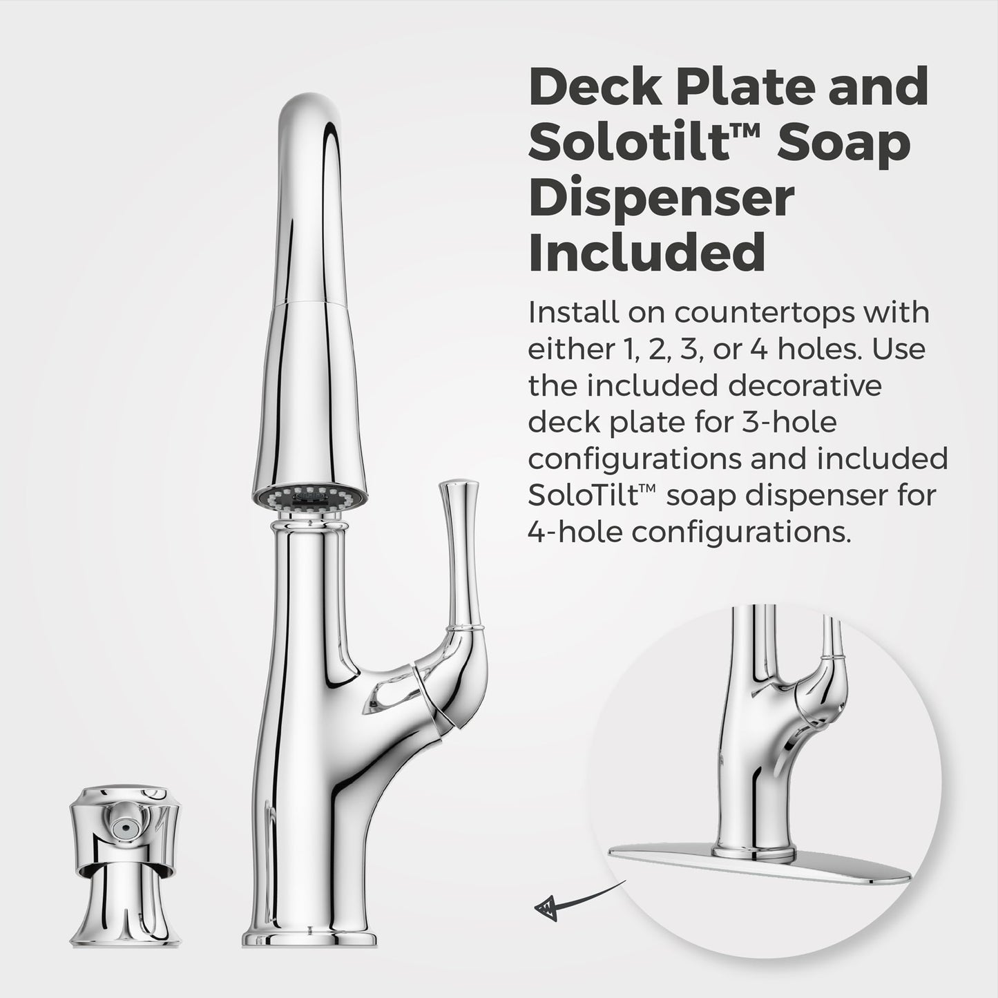 Pfister Alderwood Kitchen Faucet with Pull Down Sprayer and Soap Dispenser, Single Handle, NSF Certified, Polished Chrome Finish, F5297AWC
