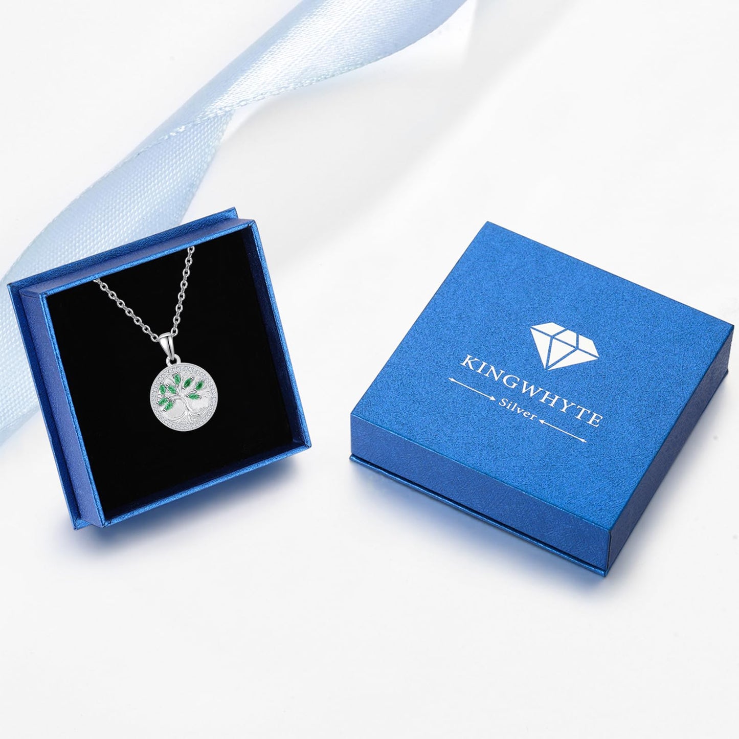 KINGWHYTE Tree of Life Locket Necklace 925 Sterling Silver Family Tree Necklace that Holds Pictures Tree of Life Pendant Christmas Birthday Anniversary Jewelry Gifts for Women