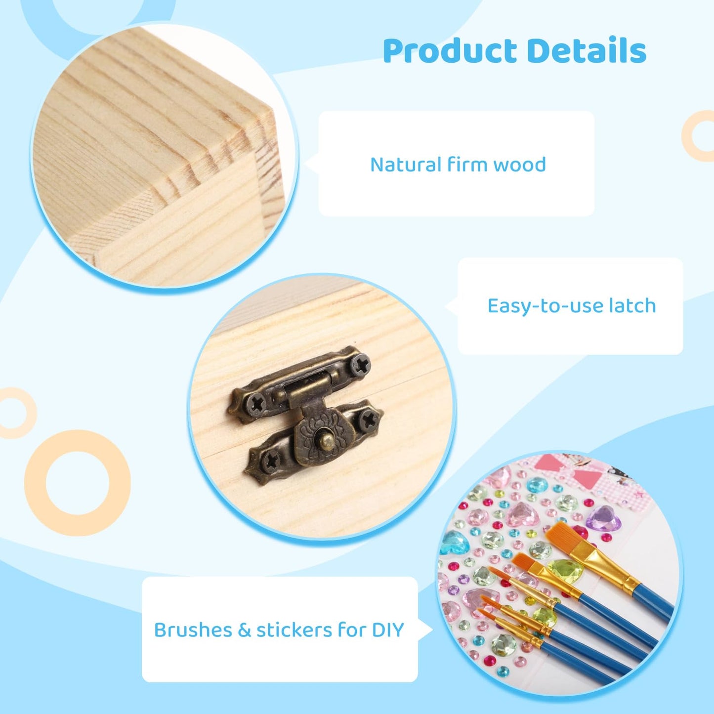 OMISTAR 27 Pcs Small Wooden Boxes Set with 10 Paint Brushes and Stickers, Small Wooden Boxes 3.5 x 2.2 x 2 in, DIY Craft, Storage, Art, Painting, Party Favors, Gifts