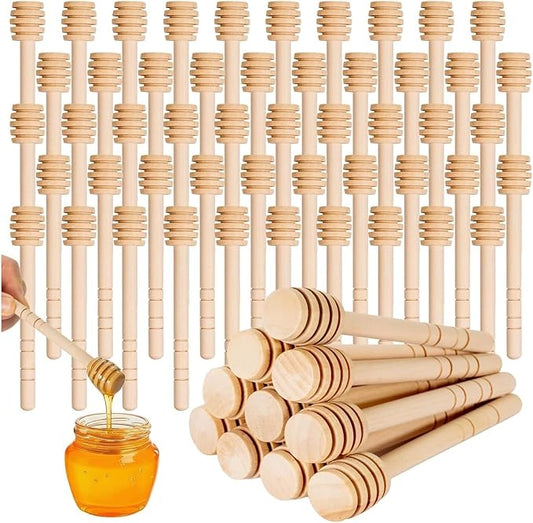 50Pcs 6 Inch Honey Dipper Sticks - Wooden Honey Dipper, 6 Inch Mini Honeycomb Stick, Honey Stirrer Stick for Honey Jar Dispense Drizzle Honey and Wedding Party Present