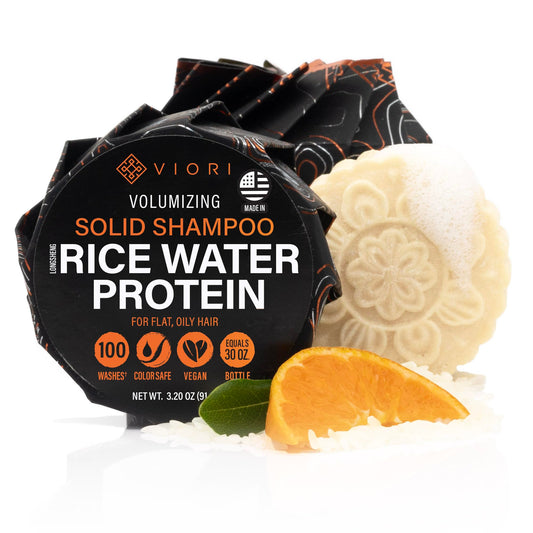 Viori Shampoo Bar - Handcrafted with Longsheng Rice Water & Natural Ingredients - Sulfate-free, Paraben-free, Cruelty-free, Phthalate-free, pH balanced 100% Vegan, Zero-Waste