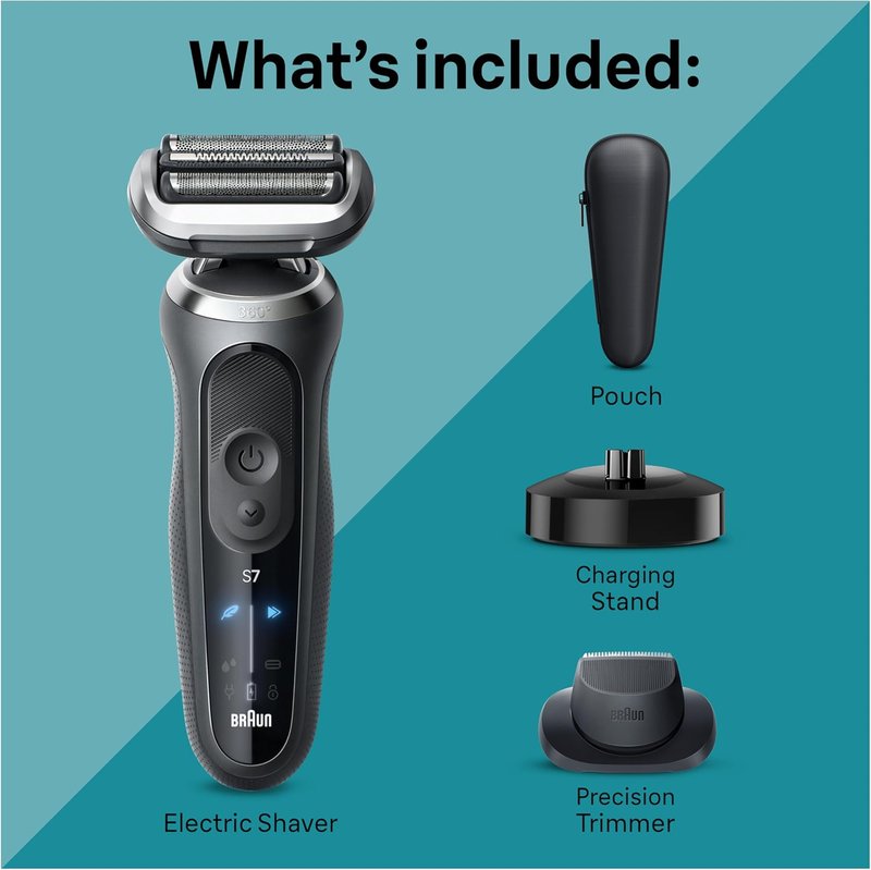 Braun Electric Shaver for Men - Series 7 7127cs | Waterproof Wet & Dry Shaving, Beard Trimmer, Space Grey