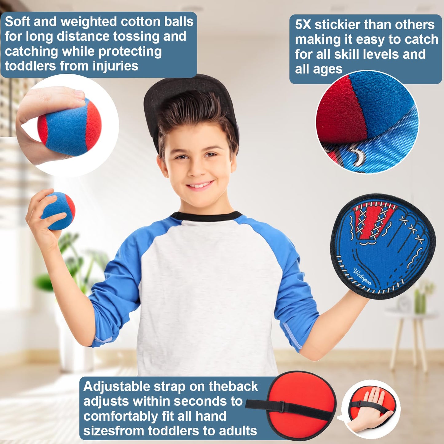 Toss and Catch Ball Game, Kids Toddler Baseball Glove & Catch Ball Toys, Outdoor Games for Family, Toys for Beach Yard Pool Outside, Birthday Easter Gift for Ages 3 4 5 6 7 8-12 Year Old Boys Girls