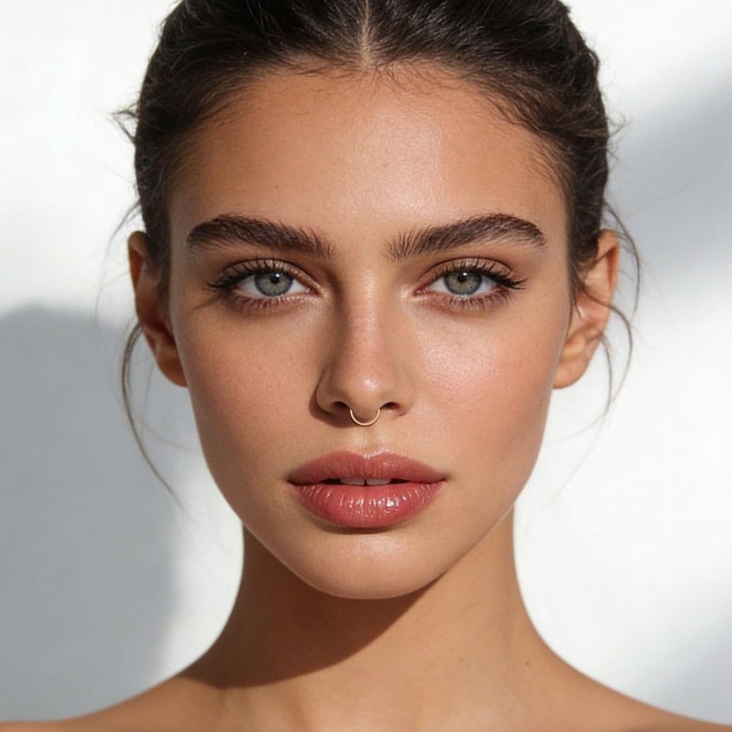 JFORYOU Fake Nose Ring Hoop Faux Nose Piercing Non Piercing Fake Nose Piercing Double Fake Nose Rings for Women Men
