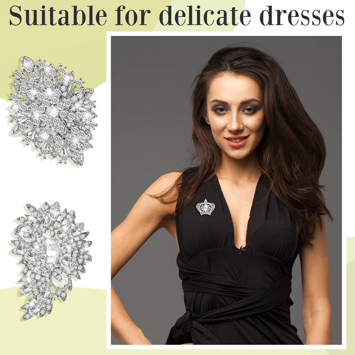 Ecally 4 Pcs Flower Brooch Pins for Women, Crystal Pearl Brooch and Pins for Dress, Coat, Shawl – Gift for Mother，Wedding (Bling)