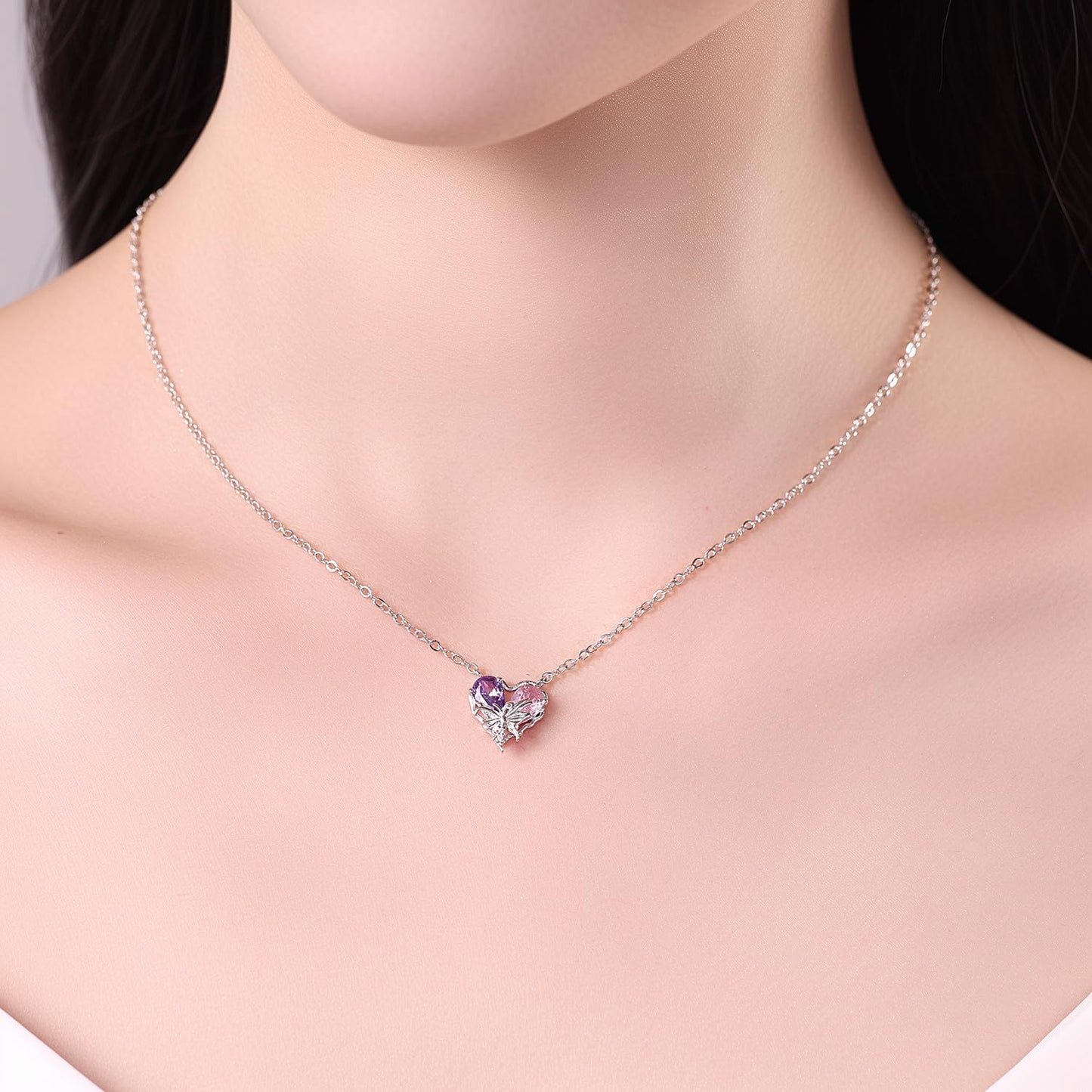 MISEFF 925 Sterling Silver Fashion Pendant Necklace for Women，Fashion Jewelry, 18K Gold Plated， Advanced Retro Series Link Chains ，Basic Multifunctional Accessories Suitable for Multiple Occasions and Daily Wear (Butterfly Love Necklace)