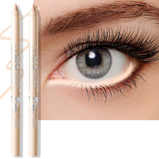 Wugbc Nude Gel Eye Liner Pencil, Cream Shimmer Eye Brightener Stick Waterproof Smudge-proof White Champagne Pink Highlighter Pen Makeup Set for women
