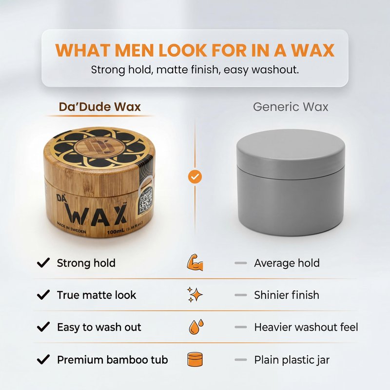 Da Dude Hair Wax for Men – Strong Hold, Matte Finish, Non-Greasy and Long-Lasting hair styling wax 3.38 oz