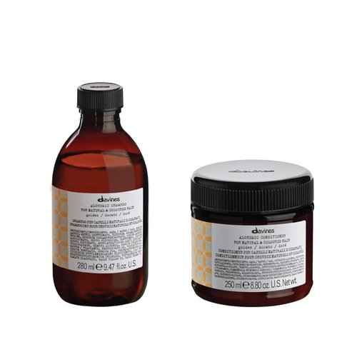 Davines Alchemic Golden Shampoo & Conditioner, Safe Cleansing for Color Treated Hair, Illuminate & Enhance Colored Hair, 8.84 & 9.46 fl. oz.