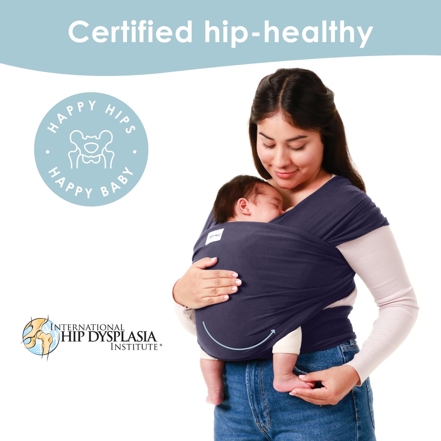 Sleepy Wrap Stretchy Ergonomic Baby Carrier Sling for Newborns to Toddlers - Hands-Free Lightweight Baby Wrap 7-35 lbs (Navy Blue)